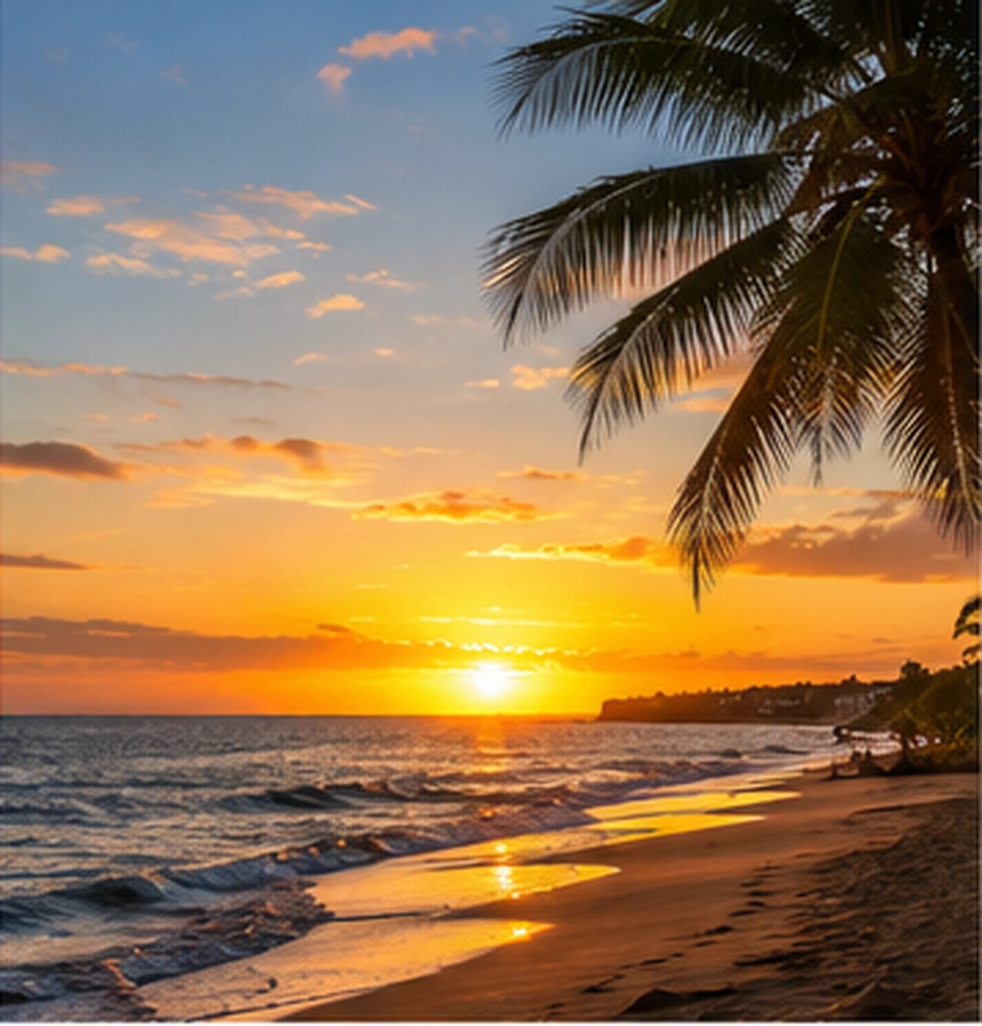 Costa tropical al atardecer